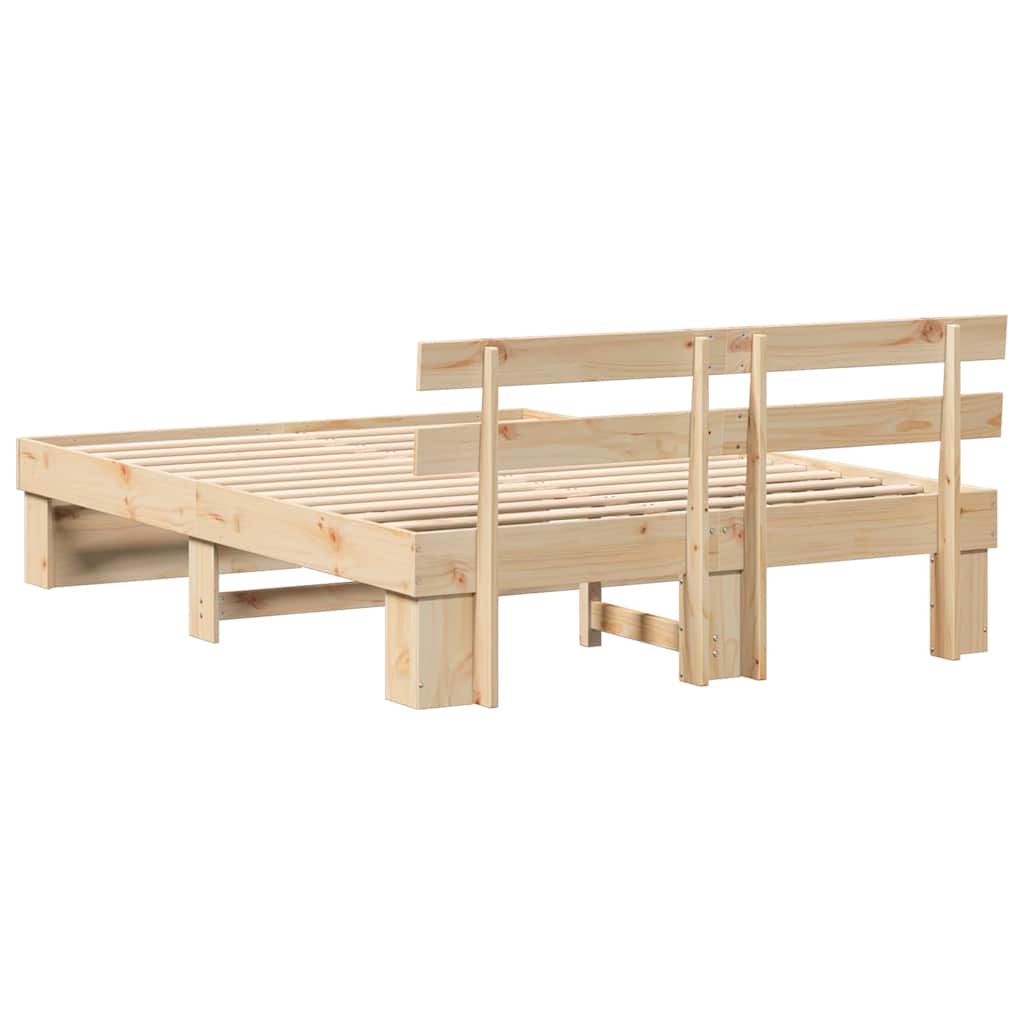 Bedframe met hoofdeinde Bruin 150 x 200 cm Massief grenenhout is nu te koop bij PeponiXL, paradijselijk wonen!