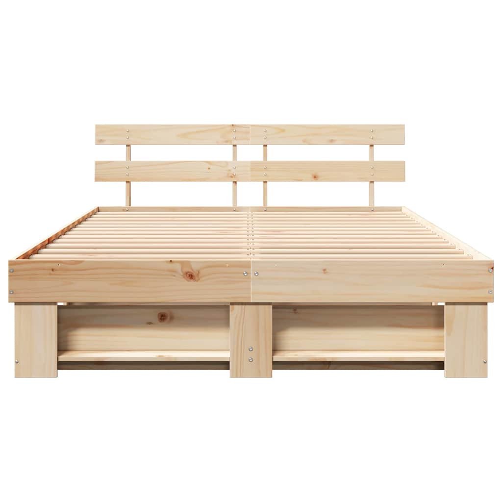 Bedframe met hoofdeinde Bruin 150 x 200 cm Massief grenenhout is nu te koop bij PeponiXL, paradijselijk wonen!