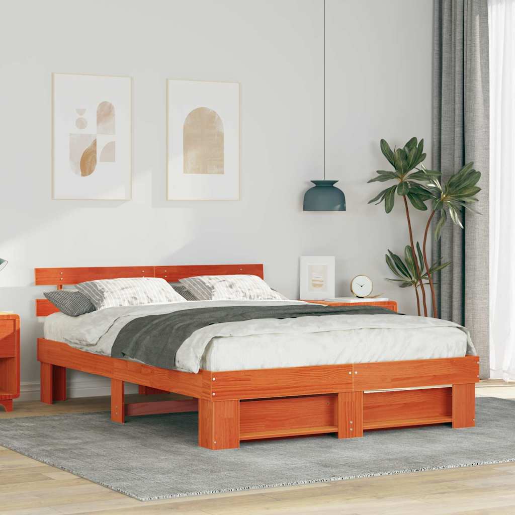 Bedframe Wasbruin 150 x 200 cm Massief grenenhout is nu te koop bij PeponiXL, paradijselijk wonen!