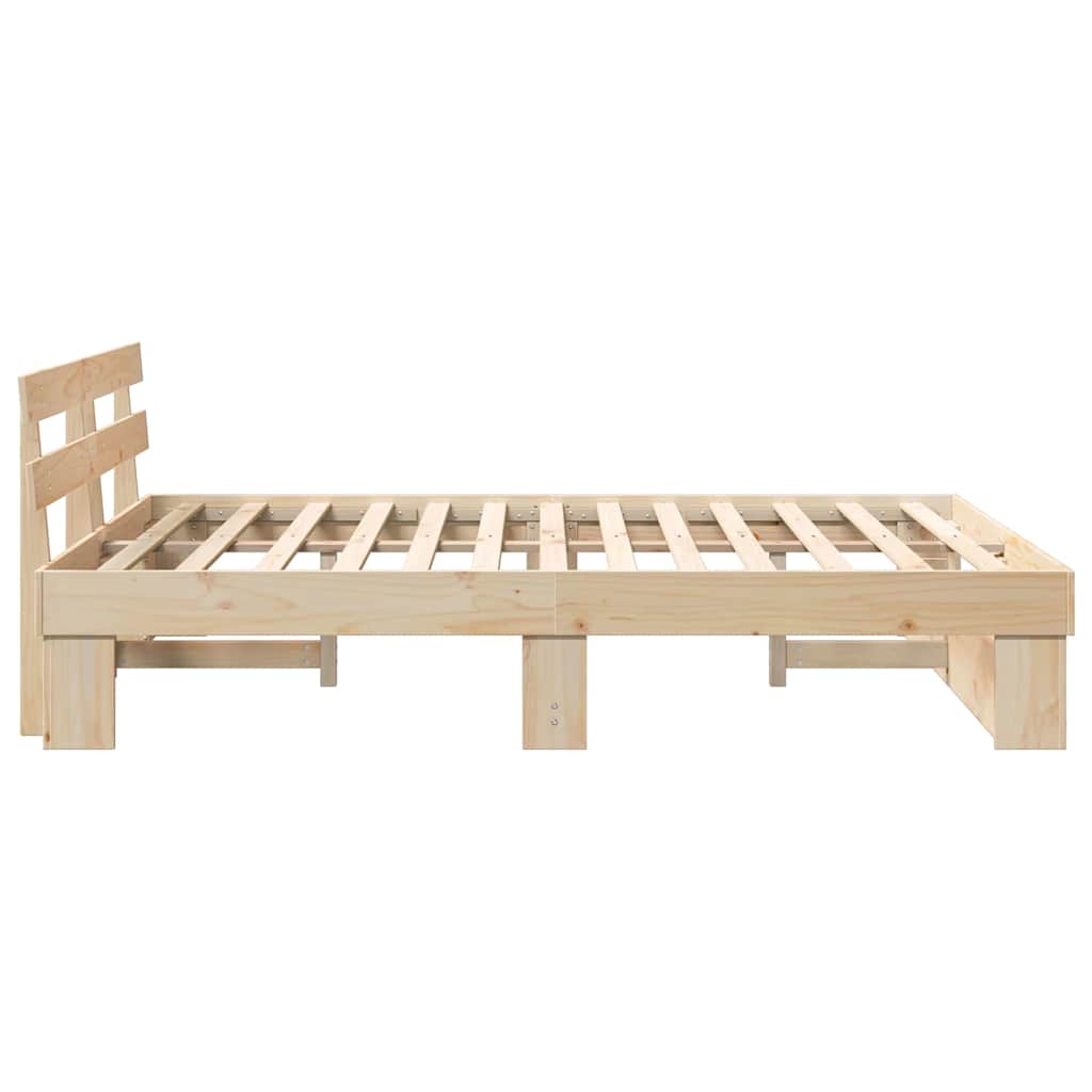 Bedframe met hoofdeinde Bruin 140 x 200 cm Massief grenenhout is nu te koop bij PeponiXL, paradijselijk wonen!