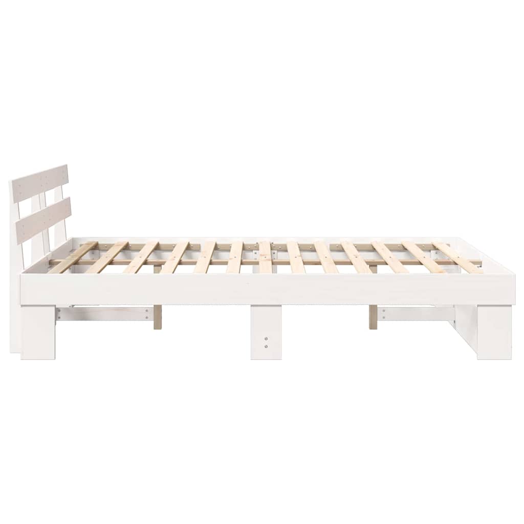 Bedframe met hoofdeinde Wit 140 x 200 cm Massief grenenhout is nu te koop bij PeponiXL, paradijselijk wonen!