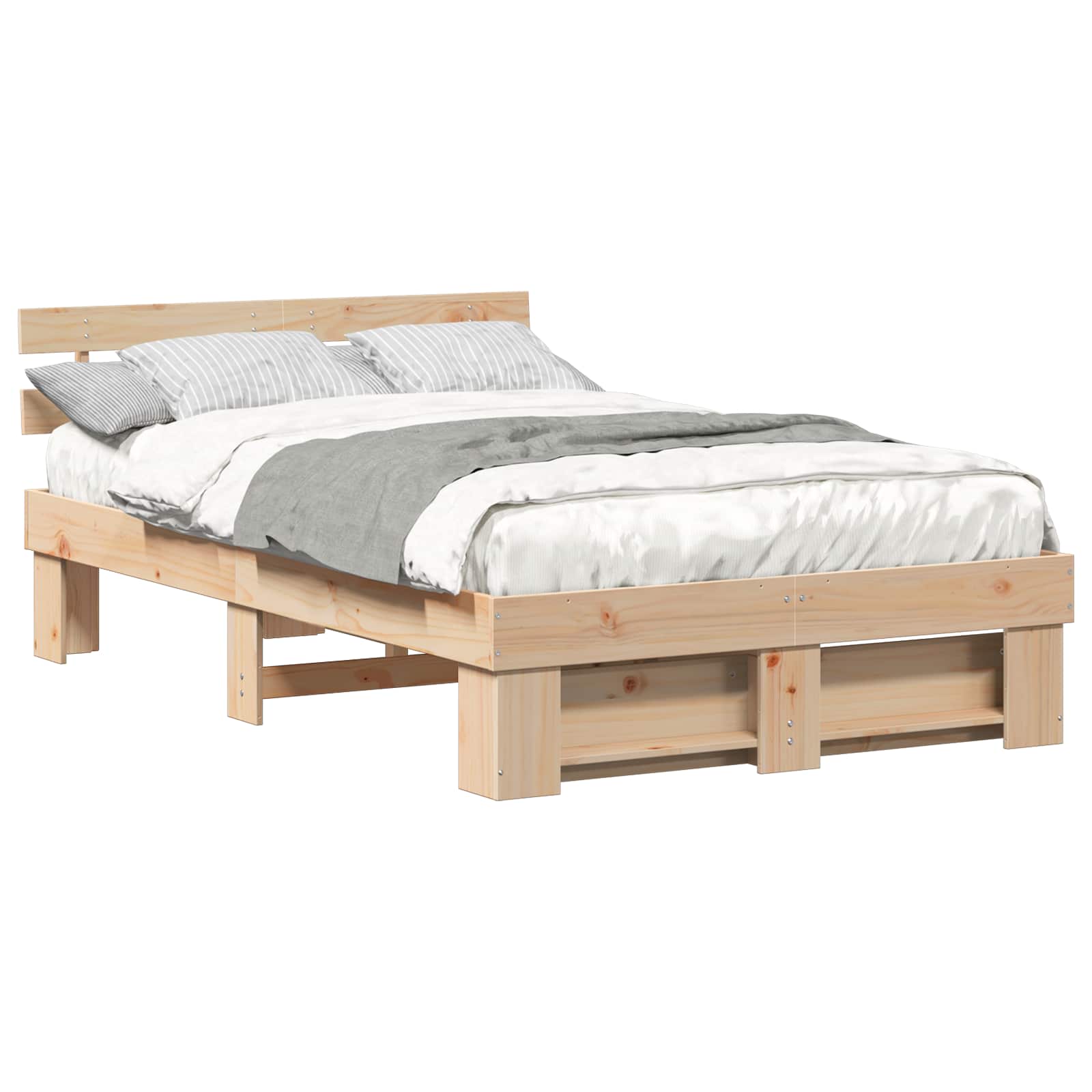 Bedframe met hoofdeinde Bruin 120 x 200 cm Massief grenenhout is nu te koop bij PeponiXL, paradijselijk wonen!