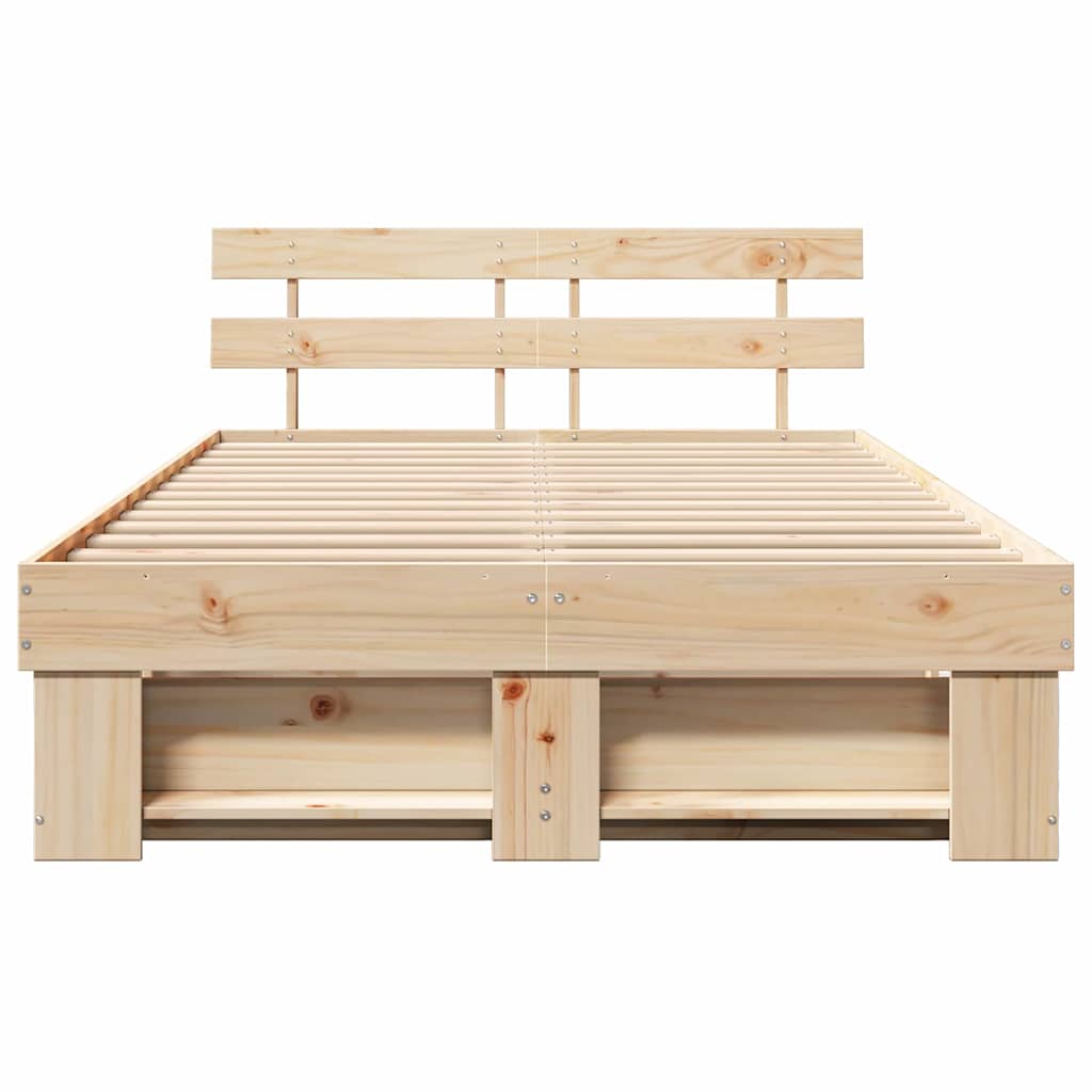 Bedframe met hoofdeinde Bruin 120 x 200 cm Massief grenenhout is nu te koop bij PeponiXL, paradijselijk wonen!