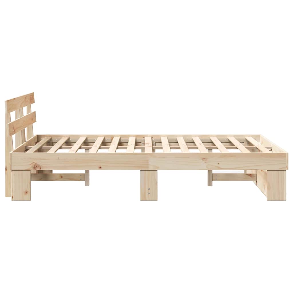 Bedframe met hoofdeinde Bruin 120 x 200 cm Massief grenenhout is nu te koop bij PeponiXL, paradijselijk wonen!