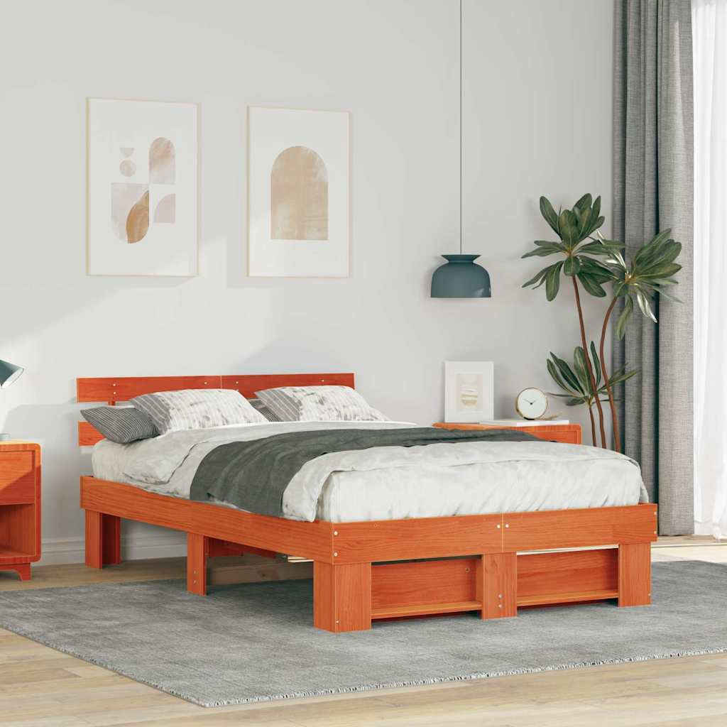 Bedframe Wasbruin 140 x 190 cm Massief grenenhout is nu te koop bij PeponiXL, paradijselijk wonen!