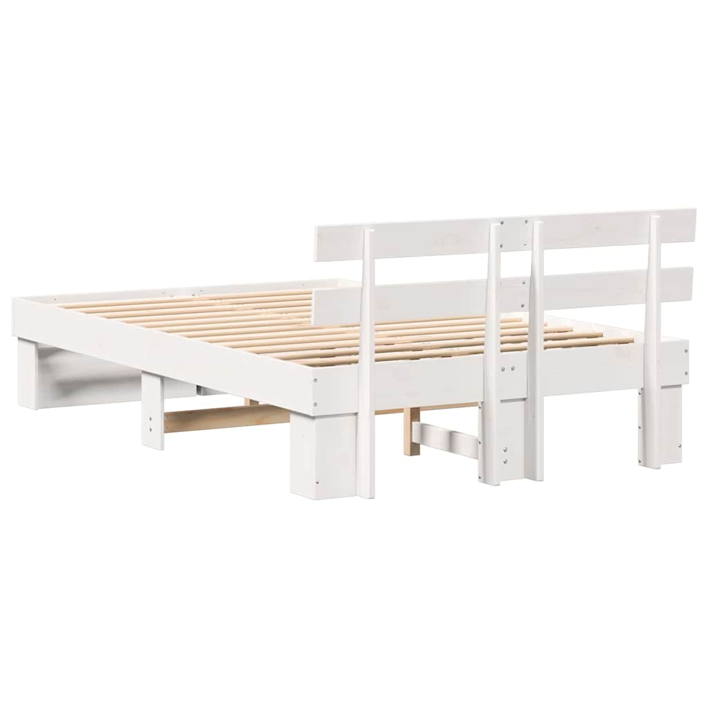 Bedframe met hoofdeinde Wit 135 x 190 cm Massief grenenhout is nu te koop bij PeponiXL, paradijselijk wonen!