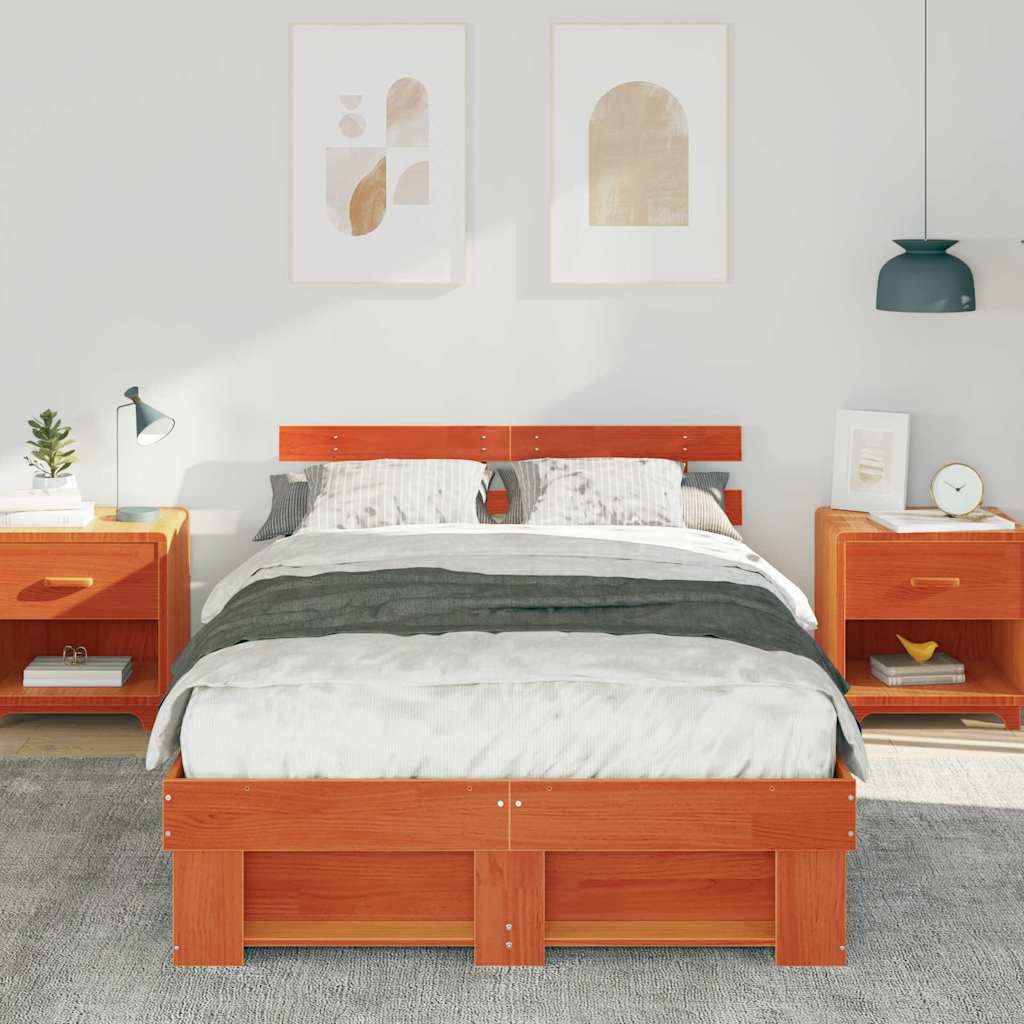 Bedframe Wasbruin 135 x 190 cm Massief grenenhout is nu te koop bij PeponiXL, paradijselijk wonen!
