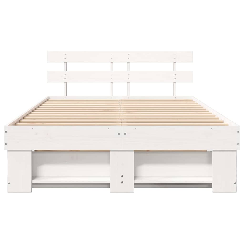 Bedframe met hoofdeinde Wit 120 x 190 cm Massief grenenhout is nu te koop bij PeponiXL, paradijselijk wonen!