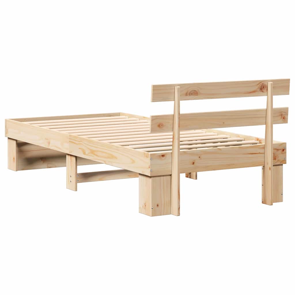 Bedframe met hoofdeinde Bruin 90 x 200 cm Massief grenenhout is nu te koop bij PeponiXL, paradijselijk wonen!