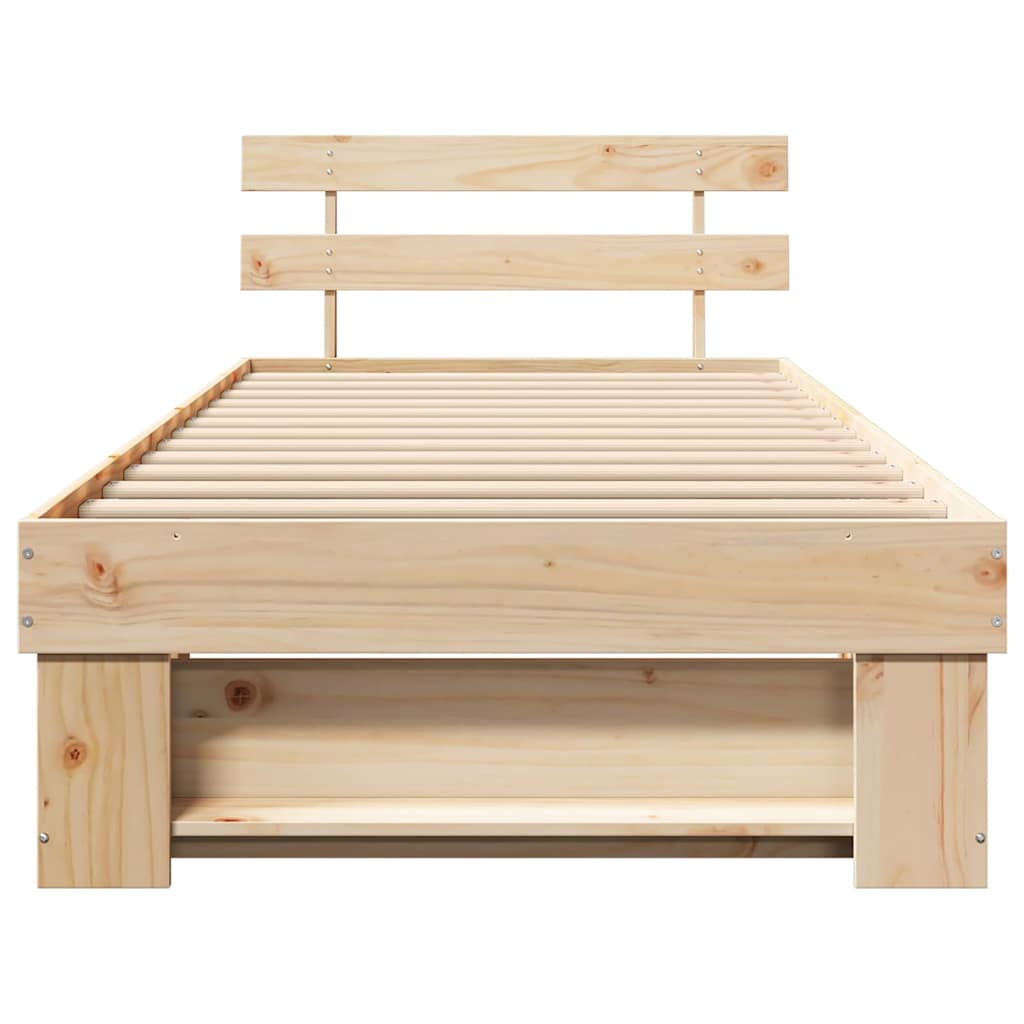 Bedframe met hoofdeinde Bruin 90 x 200 cm Massief grenenhout is nu te koop bij PeponiXL, paradijselijk wonen!