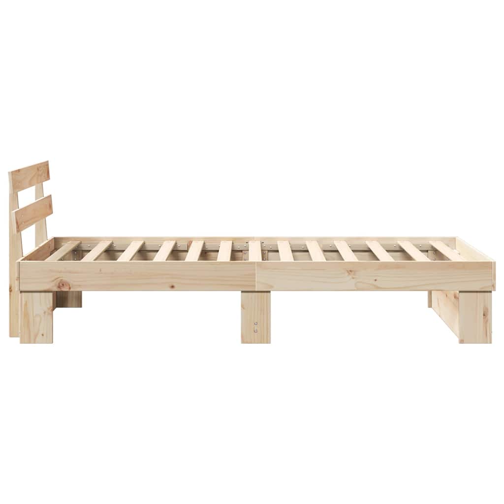 Bedframe met hoofdeinde Bruin 90 x 200 cm Massief grenenhout is nu te koop bij PeponiXL, paradijselijk wonen!