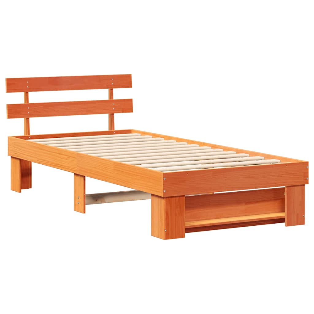 Bedframe met hoofdeinde Wasbruin 90 x 200 cm Massief grenenhout is nu te koop bij PeponiXL, paradijselijk wonen!