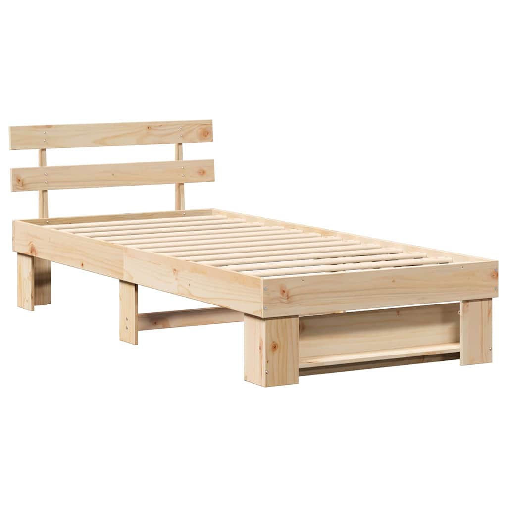 Bedframe met hoofdeinde Bruin 80 x 200 cm Massief grenenhout is nu te koop bij PeponiXL, paradijselijk wonen!