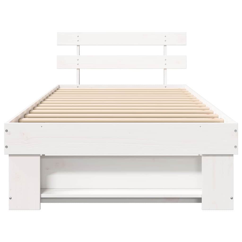 Bedframe met hoofdeinde Wit 75 x 190 cm Massief grenenhout is nu te koop bij PeponiXL, paradijselijk wonen!