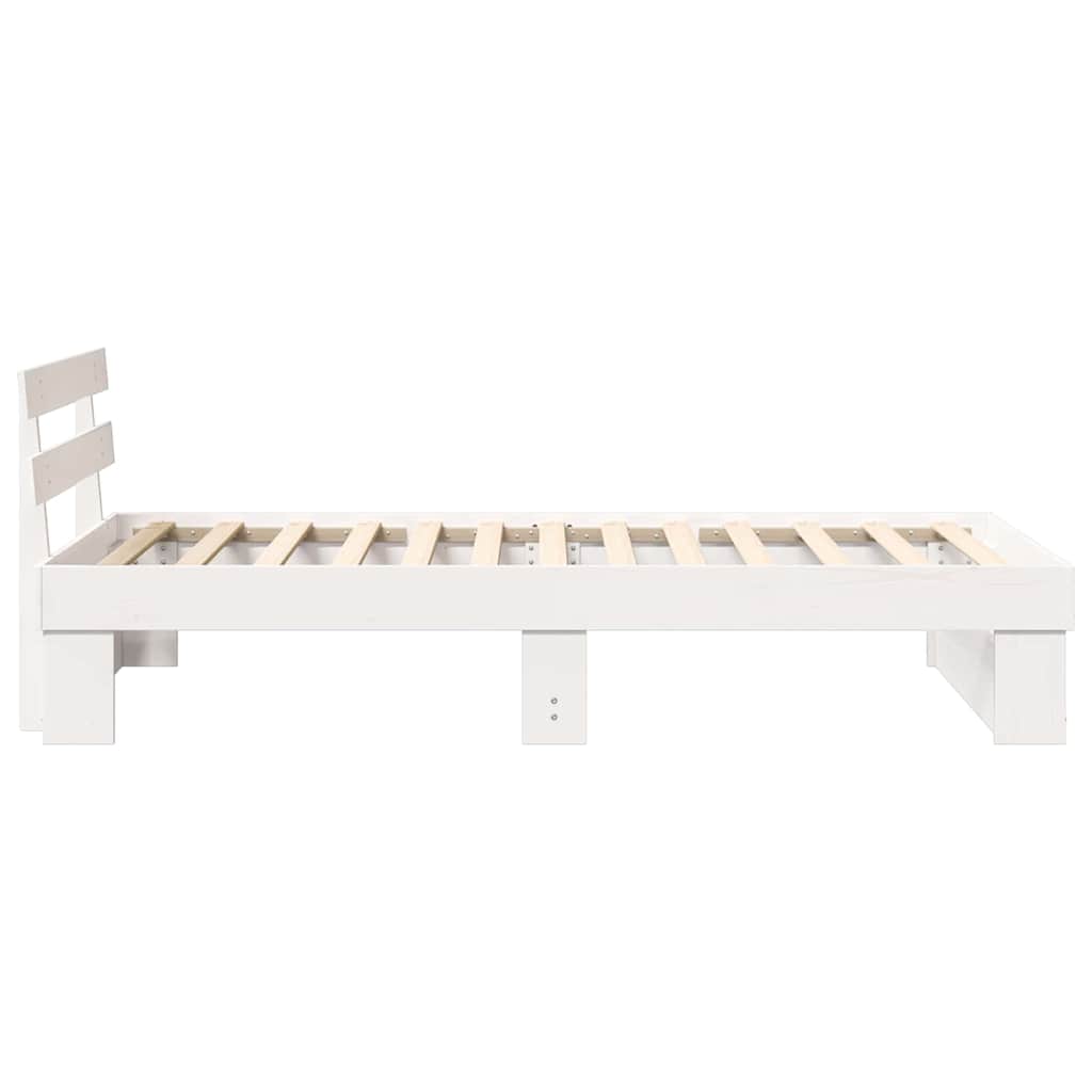 Bedframe met hoofdeinde Wit 75 x 190 cm Massief grenenhout is nu te koop bij PeponiXL, paradijselijk wonen!