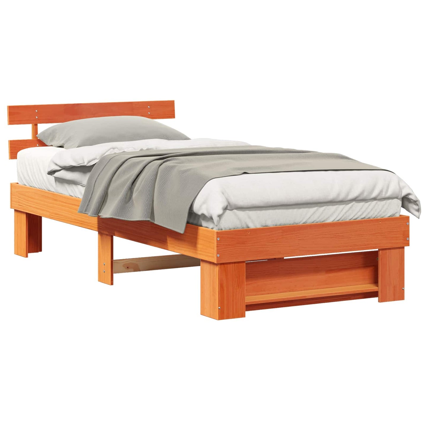 Bedframe met hoofdeinde Wasbruin 75 x 190 cm Massief grenenhout is nu te koop bij PeponiXL, paradijselijk wonen!