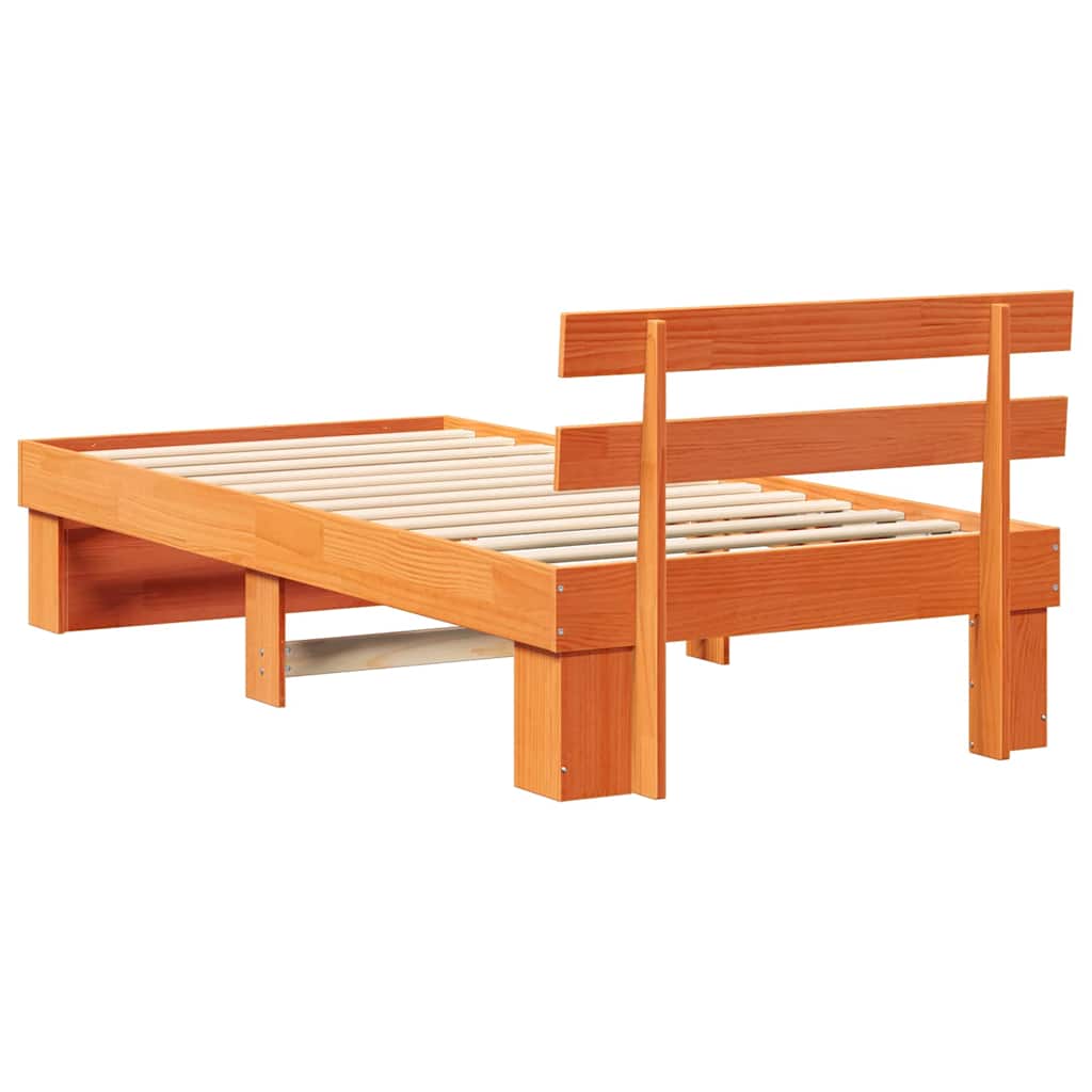 Bedframe met hoofdeinde Wasbruin 75 x 190 cm Massief grenenhout is nu te koop bij PeponiXL, paradijselijk wonen!
