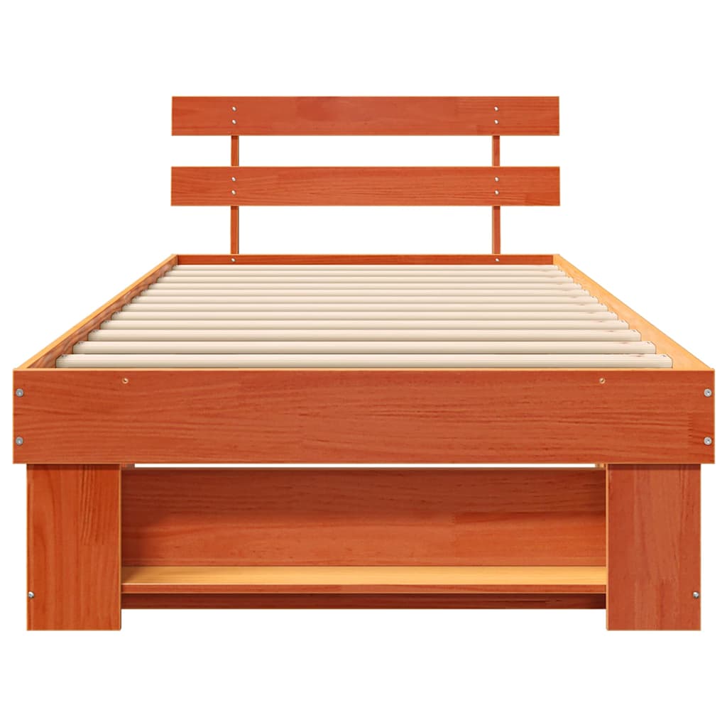 Bedframe met hoofdeinde Wasbruin 75 x 190 cm Massief grenenhout is nu te koop bij PeponiXL, paradijselijk wonen!