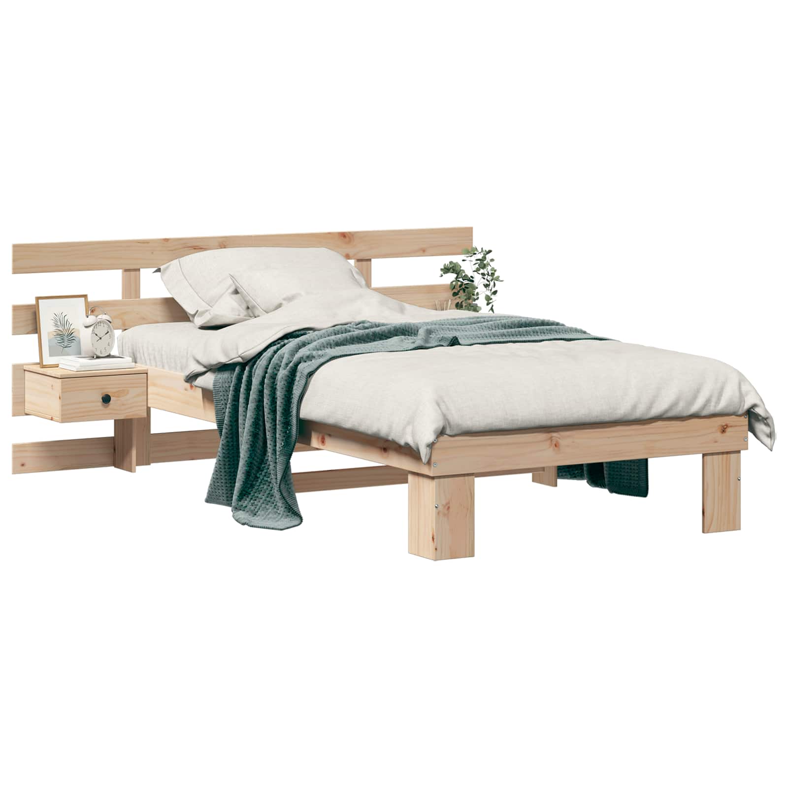 Bedframe met hoofdeinde Bruin 100 x 200 cm Massief grenenhout is nu te koop bij PeponiXL, paradijselijk wonen!