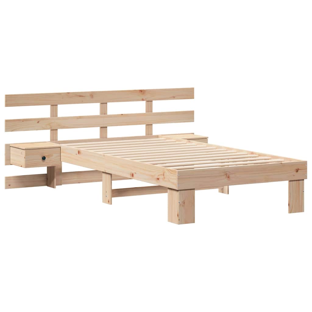 Bedframe met hoofdeinde Bruin 100 x 200 cm Massief grenenhout is nu te koop bij PeponiXL, paradijselijk wonen!