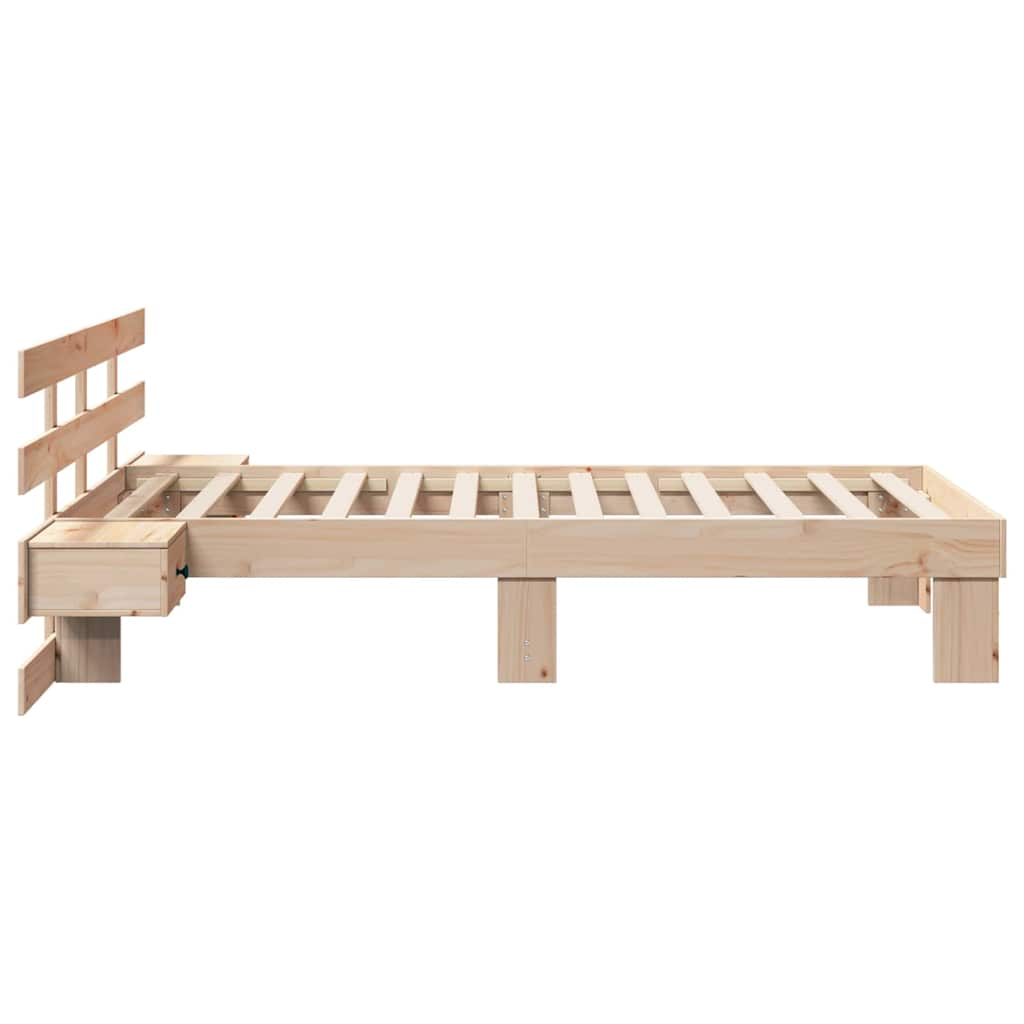 Bedframe met hoofdeinde Bruin 100 x 200 cm Massief grenenhout is nu te koop bij PeponiXL, paradijselijk wonen!
