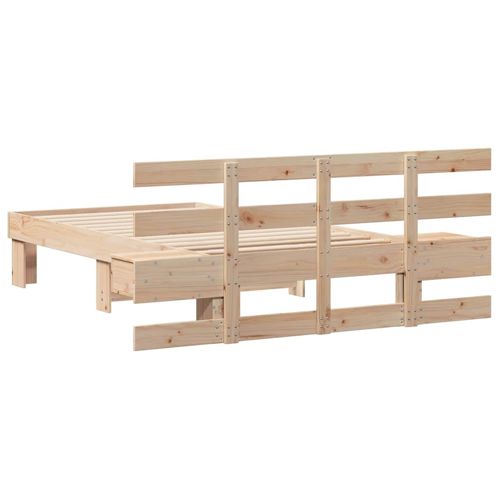 Bedframe met hoofdeinde Bruin 90 x 200 cm Massief grenenhout is nu te koop bij PeponiXL, paradijselijk wonen!