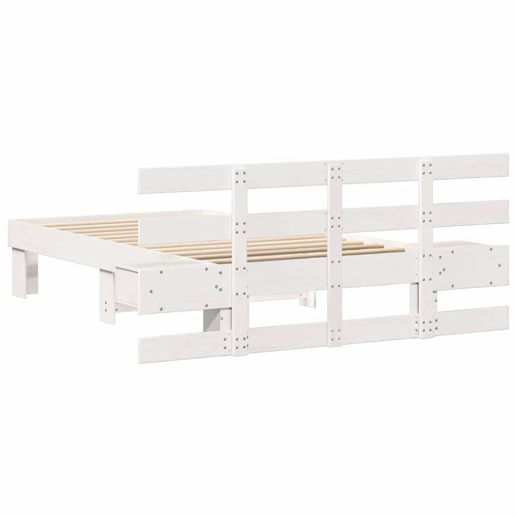 Bedframe met hoofdeinde Wit 90 x 200 cm Massief grenenhout is nu te koop bij PeponiXL, paradijselijk wonen!