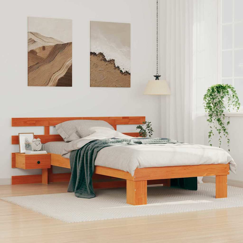 Bedframe met hoofdeinde Wasbruin 90 x 200 cm Massief grenenhout is nu te koop bij PeponiXL, paradijselijk wonen!