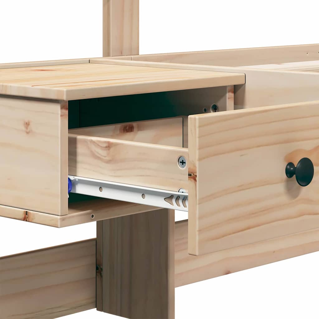 Bedframe met hoofdeinde Bruin 80 x 200 cm Massief grenenhout is nu te koop bij PeponiXL, paradijselijk wonen!
