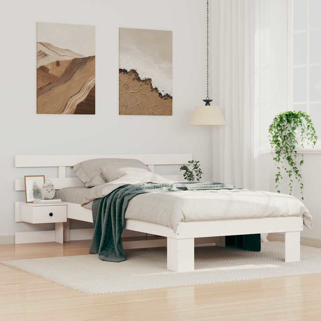 Bedframe met hoofdeinde Wit 80 x 200 cm Massief grenenhout is nu te koop bij PeponiXL, paradijselijk wonen!