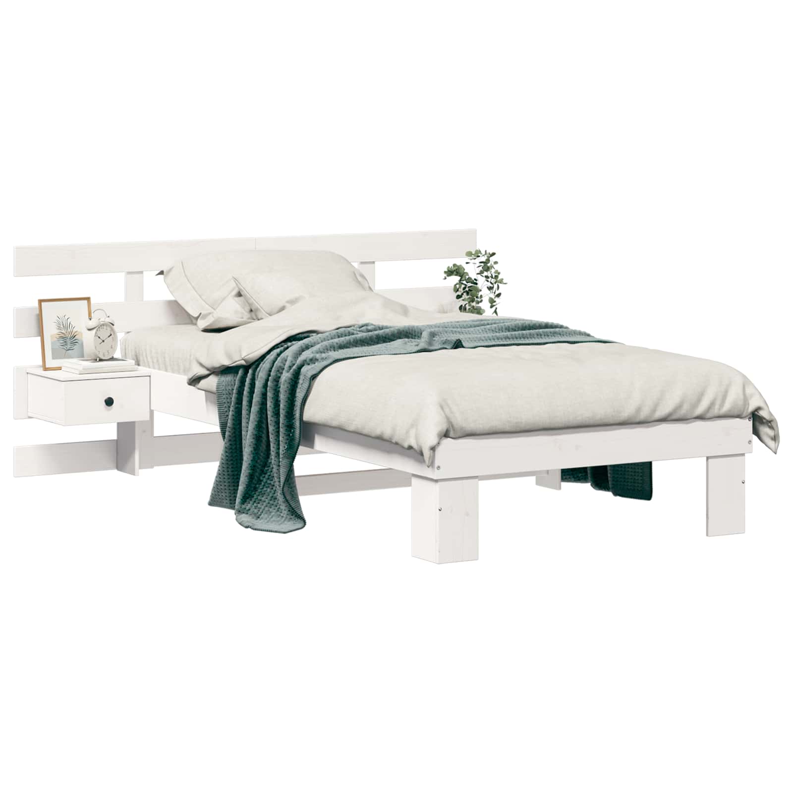 Bedframe met hoofdeinde Wit 80 x 200 cm Massief grenenhout is nu te koop bij PeponiXL, paradijselijk wonen!