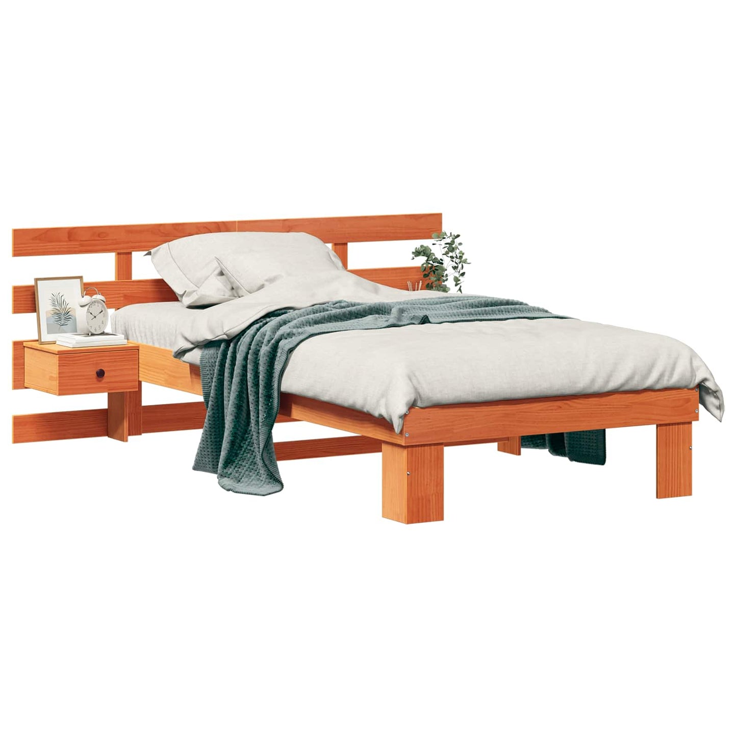 Bedframe met hoofdeinde Wasbruin 80 x 200 cm Massief grenenhout is nu te koop bij PeponiXL, paradijselijk wonen!