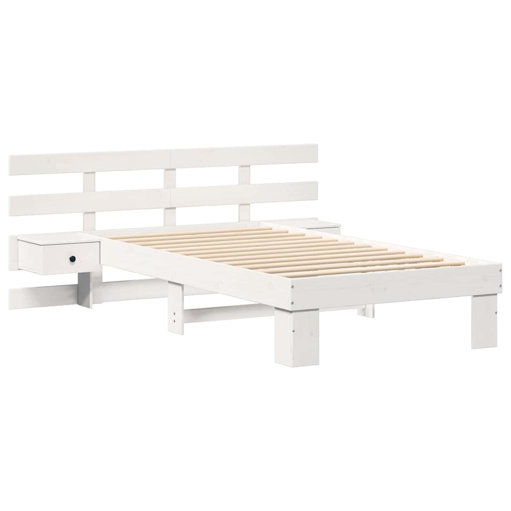 Bedframe met hoofdeinde Wit 90 x 190 cm Massief grenenhout is nu te koop bij PeponiXL, paradijselijk wonen!