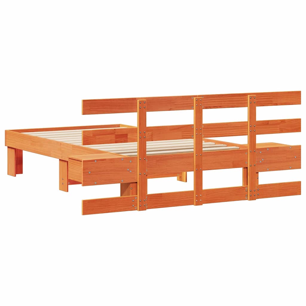 Bedframe met hoofdeinde Wasbruin 90 x 190 cm Massief grenenhout is nu te koop bij PeponiXL, paradijselijk wonen!