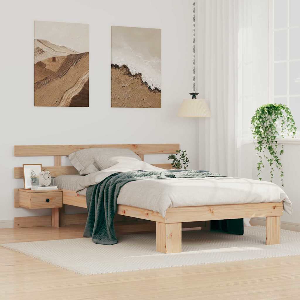 Bedframe met hoofdeinde Bruin 75 x 190 cm Massief grenenhout is nu te koop bij PeponiXL, paradijselijk wonen!
