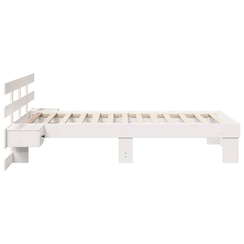 Bedframe met hoofdeinde Wit 75 x 190 cm Massief grenenhout is nu te koop bij PeponiXL, paradijselijk wonen!