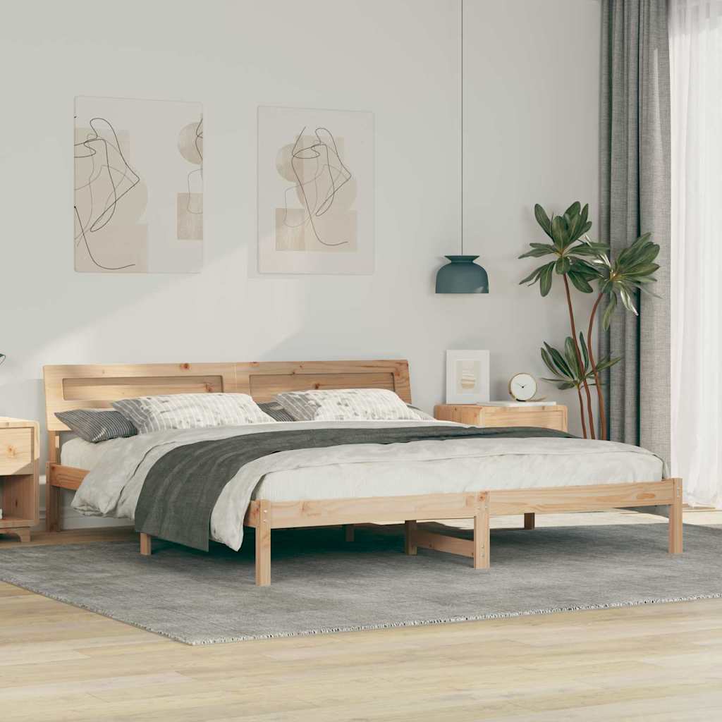 Bedframe met hoofdeinde Bruin 180 x 200 cm Massief grenenhout is nu te koop bij PeponiXL, paradijselijk wonen!