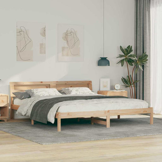 Bedframe met hoofdeinde Bruin 180 x 200 cm Massief grenenhout is nu te koop bij PeponiXL, paradijselijk wonen!