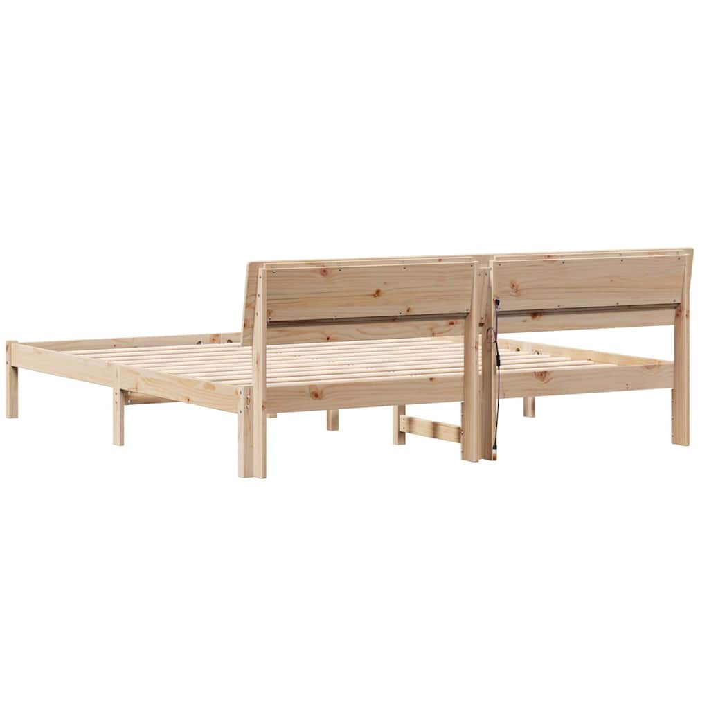 Bedframe met hoofdeinde Bruin 180 x 200 cm Massief grenenhout is nu te koop bij PeponiXL, paradijselijk wonen!