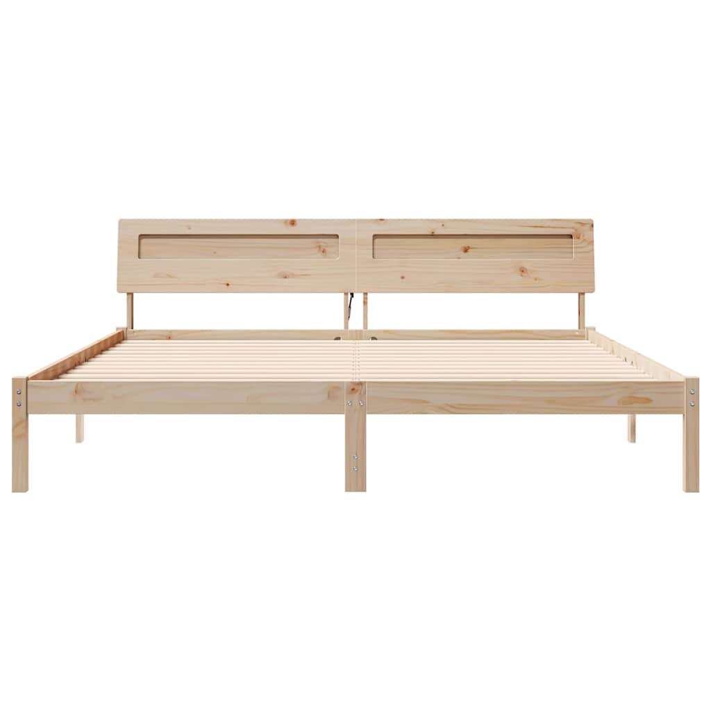 Bedframe met hoofdeinde Bruin 180 x 200 cm Massief grenenhout is nu te koop bij PeponiXL, paradijselijk wonen!