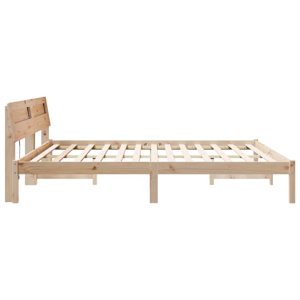 Bedframe met hoofdeinde Bruin 180 x 200 cm Massief grenenhout is nu te koop bij PeponiXL, paradijselijk wonen!