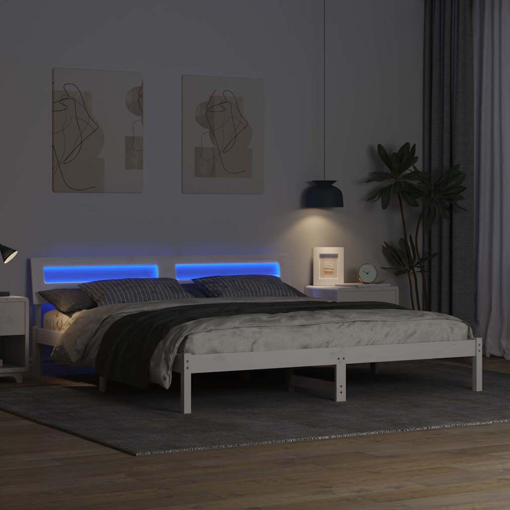 Bedframe met hoofdeinde Wit 180 x 200 cm Massief grenenhout is nu te koop bij PeponiXL, paradijselijk wonen!