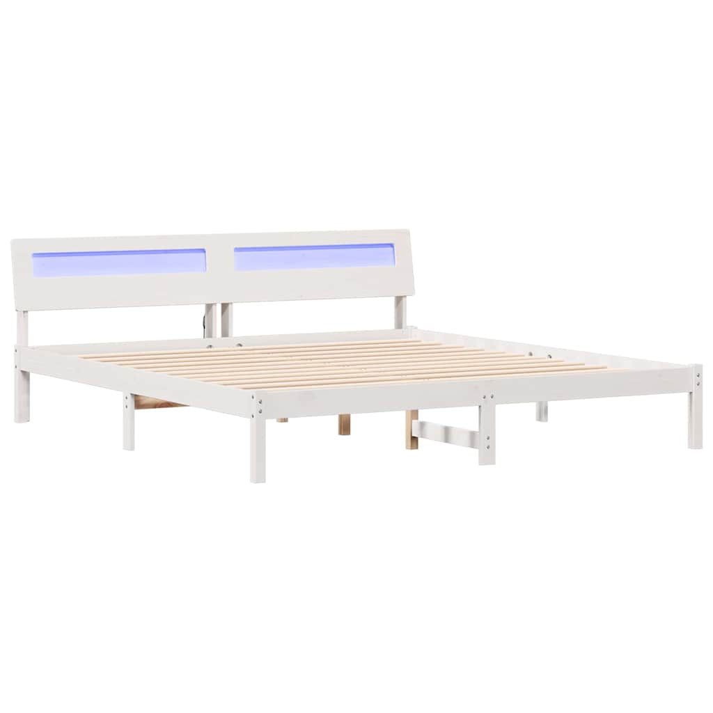 Bedframe met hoofdeinde Wit 180 x 200 cm Massief grenenhout is nu te koop bij PeponiXL, paradijselijk wonen!