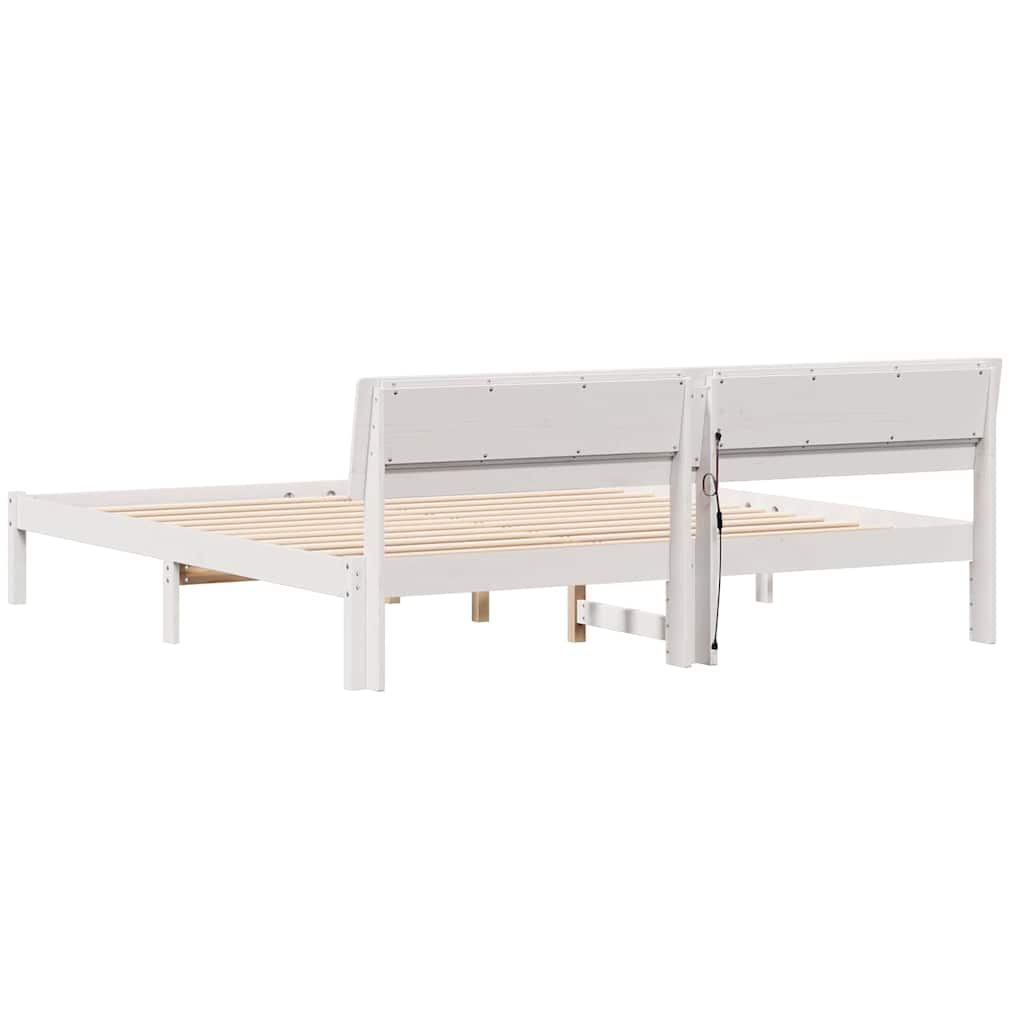 Bedframe met hoofdeinde Wit 180 x 200 cm Massief grenenhout is nu te koop bij PeponiXL, paradijselijk wonen!