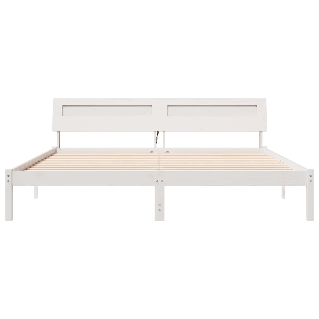 Bedframe met hoofdeinde Wit 180 x 200 cm Massief grenenhout is nu te koop bij PeponiXL, paradijselijk wonen!