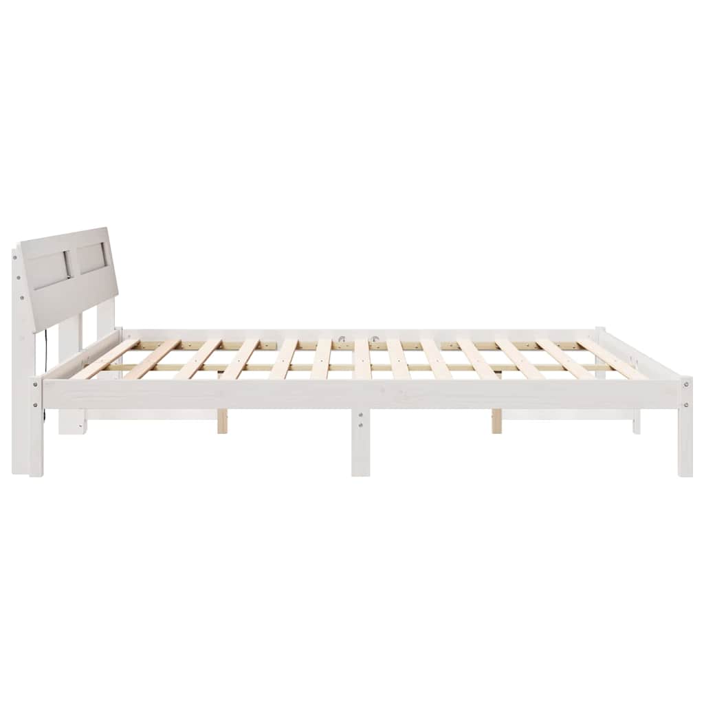Bedframe met hoofdeinde Wit 180 x 200 cm Massief grenenhout is nu te koop bij PeponiXL, paradijselijk wonen!