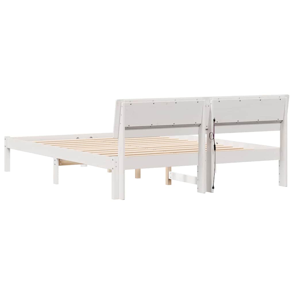 Bedframe met hoofdeinde Wit 160 x 200 cm Massief grenenhout is nu te koop bij PeponiXL, paradijselijk wonen!