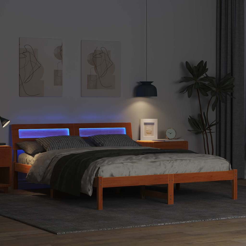 Bedframe Wasbruin 160 x 200 cm Massief grenenhout is nu te koop bij PeponiXL, paradijselijk wonen!
