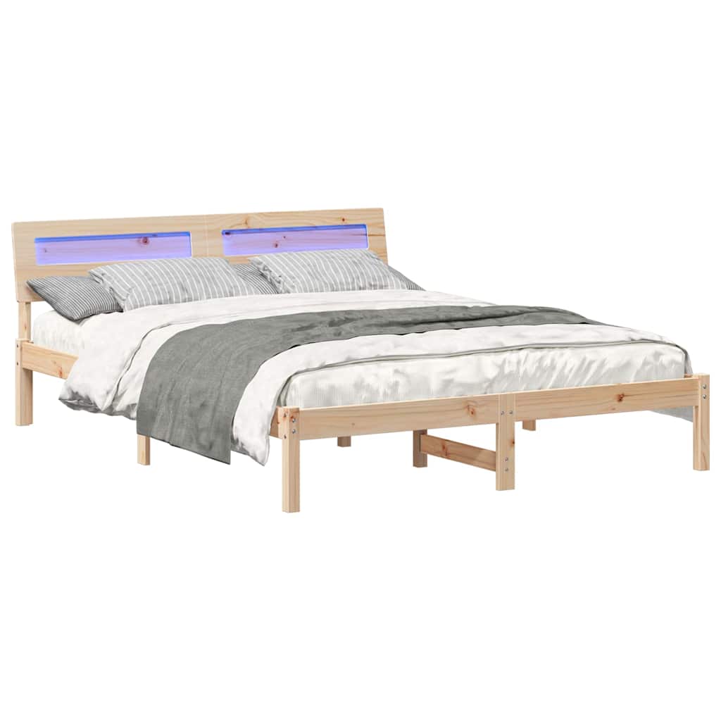 Bedframe met hoofdeinde Bruin 150 x 200 cm Massief grenenhout is nu te koop bij PeponiXL, paradijselijk wonen!