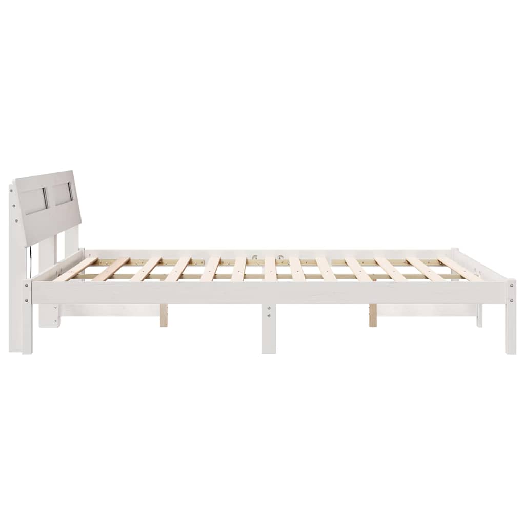 Bedframe met hoofdeinde Wit 150 x 200 cm Massief grenenhout is nu te koop bij PeponiXL, paradijselijk wonen!